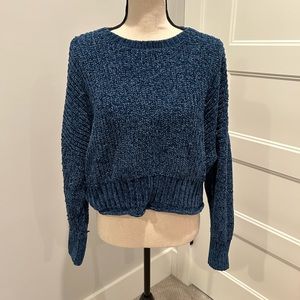 altar’d state dark blue cropped sweater